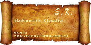 Stefancsik Klaudia névjegykártya